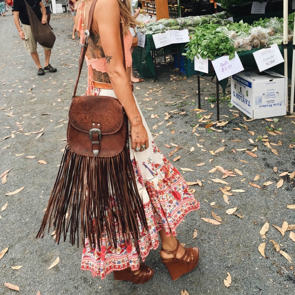 ISO: Spell Poet Muse Fringe Tooled Leather Bag in BROWN